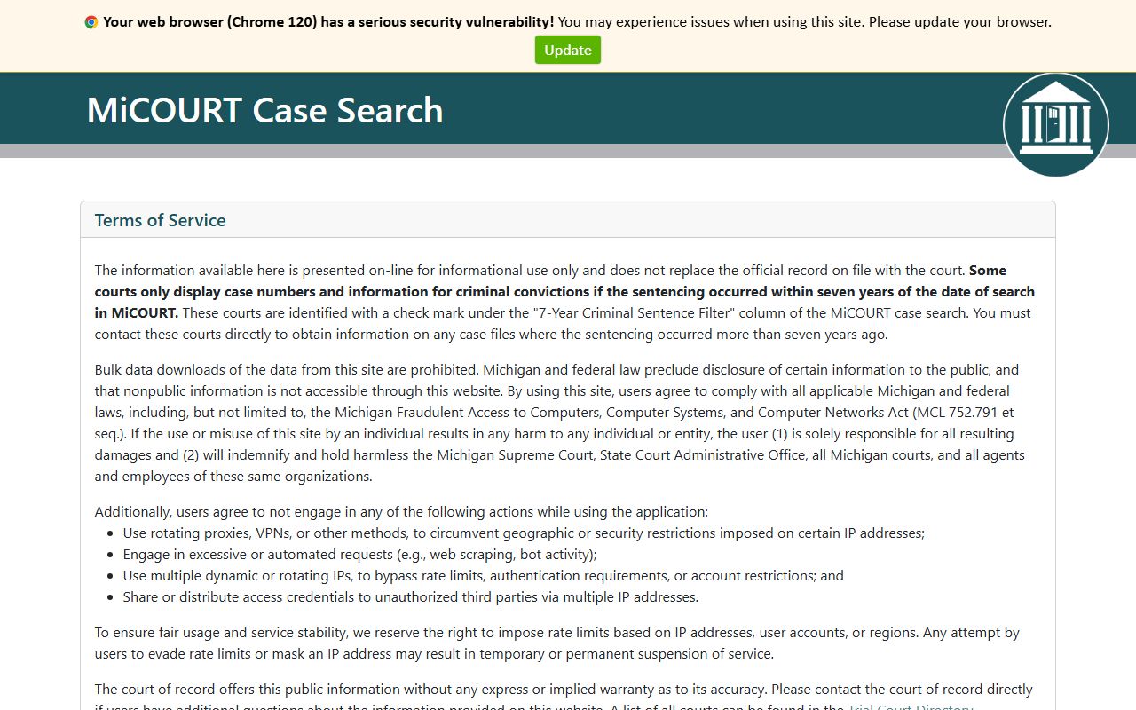 Lake County court records search on MiCOURT Case Search