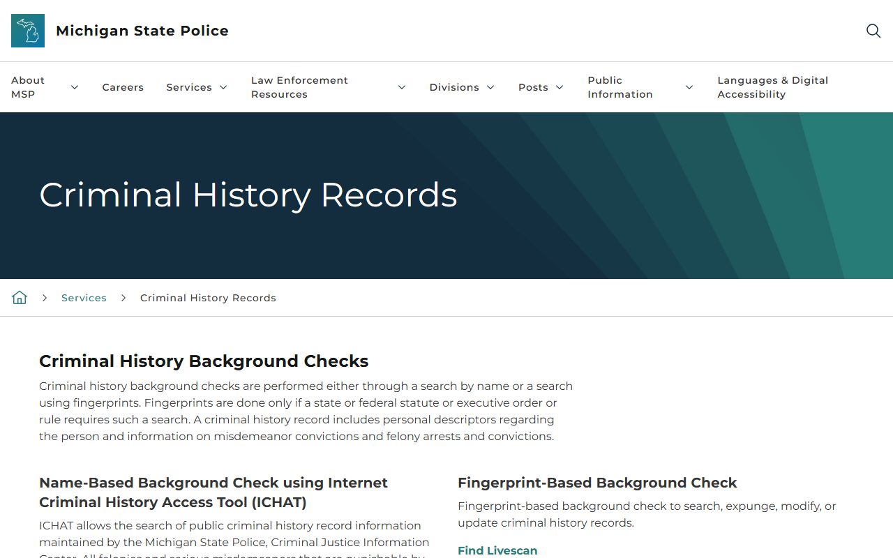 Lake County criminal court records Michigan State Police criminal history records