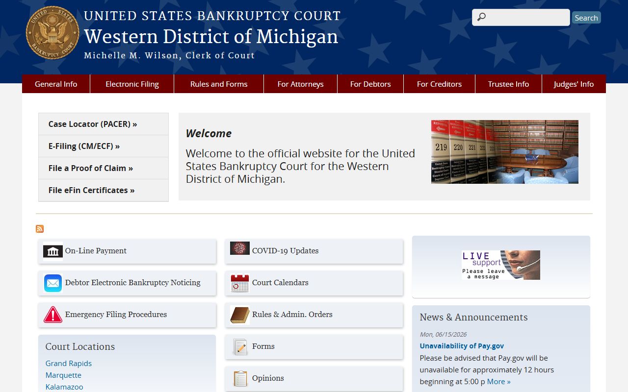 Lake County bankruptcy matters through the U.S. Bankruptcy Court for the Western District of Michigan