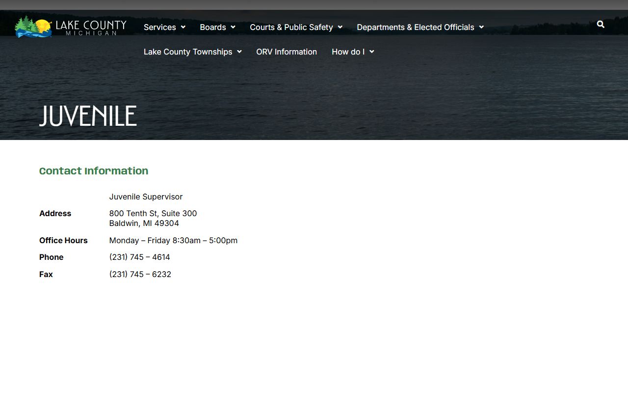 Lake County Juvenile Court page noting restricted court records