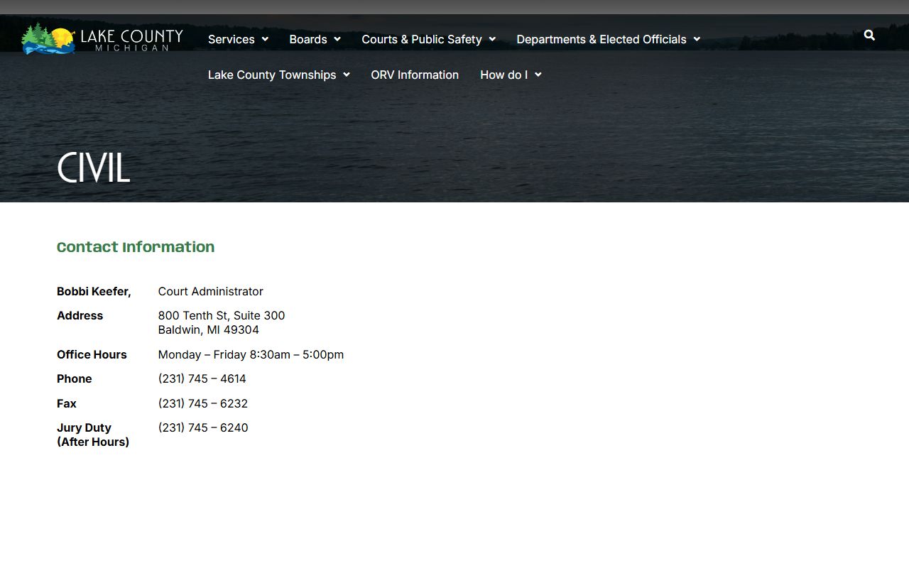 Lake County Circuit Court page for court records and case files