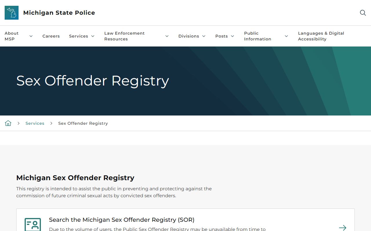 Lake County inmate search compared with the Michigan sex offender registry