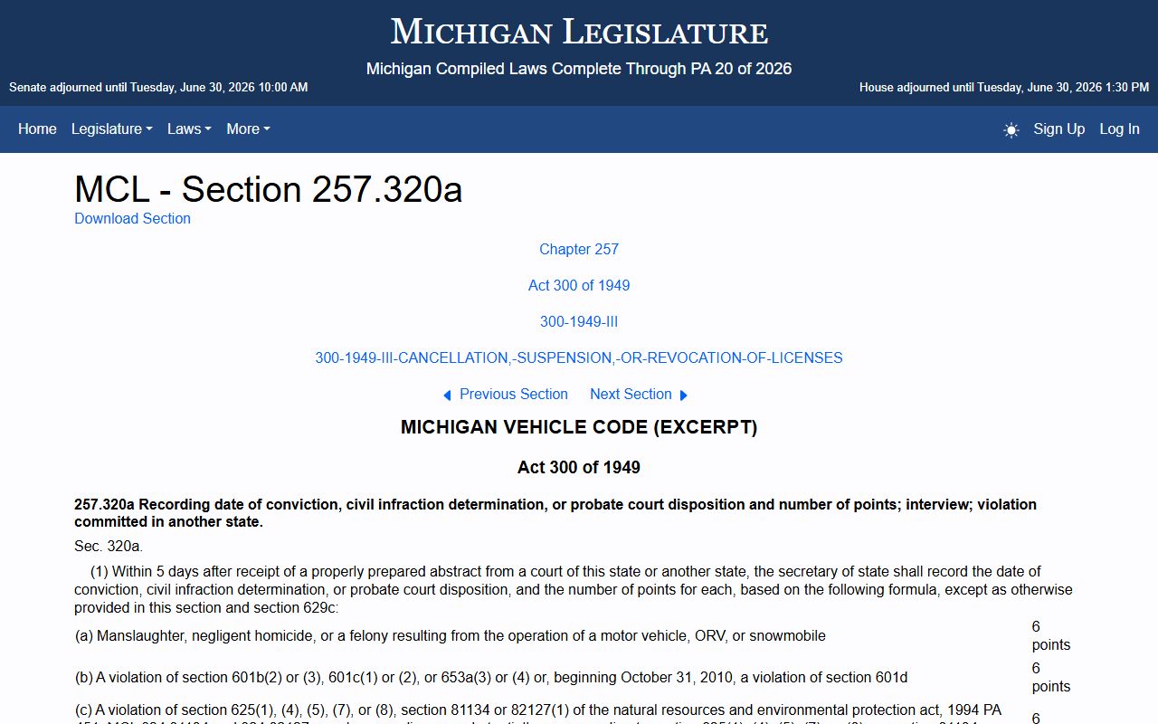 Lake County traffic court records driver-record points statute