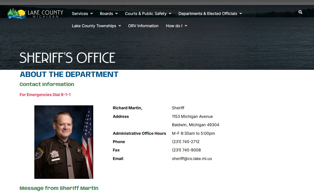 Lake County warrant records Sheriff's Office page